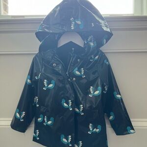 Jacadi Waterproof Girla Blue Raincoat with Bird Design